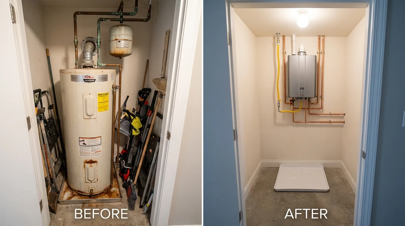 Tank water heater versus wall-mounted tankless unit comparison for Springtown, TX homeowners