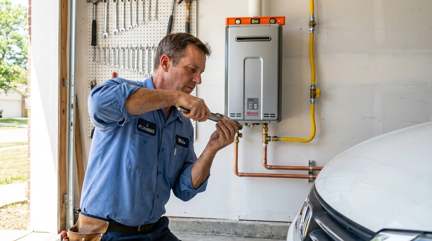 Tankless water heater installation by a Johns Plumbing LLC plumber in Springtown